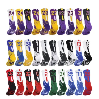 Chaussettes de sport de basket-ball pour adultes et enfants, chaussettes numérotées