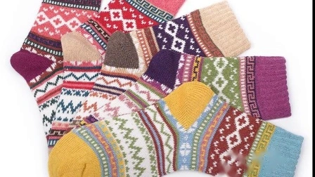 Chaussettes en laine pour femmes, motif cerf de noël, vente en gros